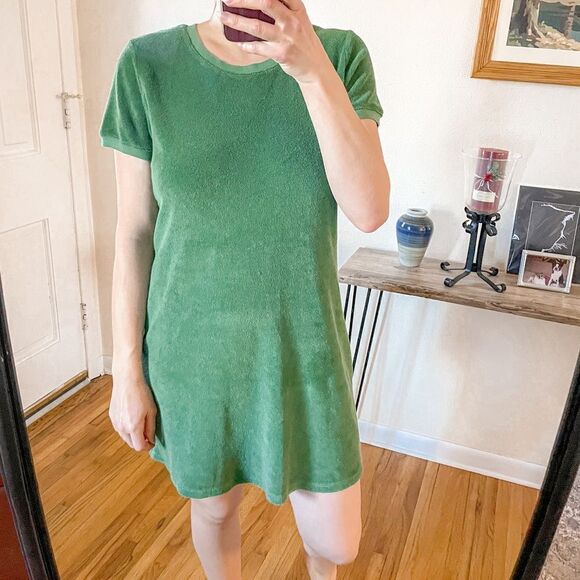 Suzie Kondi Anna Scoop Neck Mini Tee Dress Terry Green - Picture 1 of 9